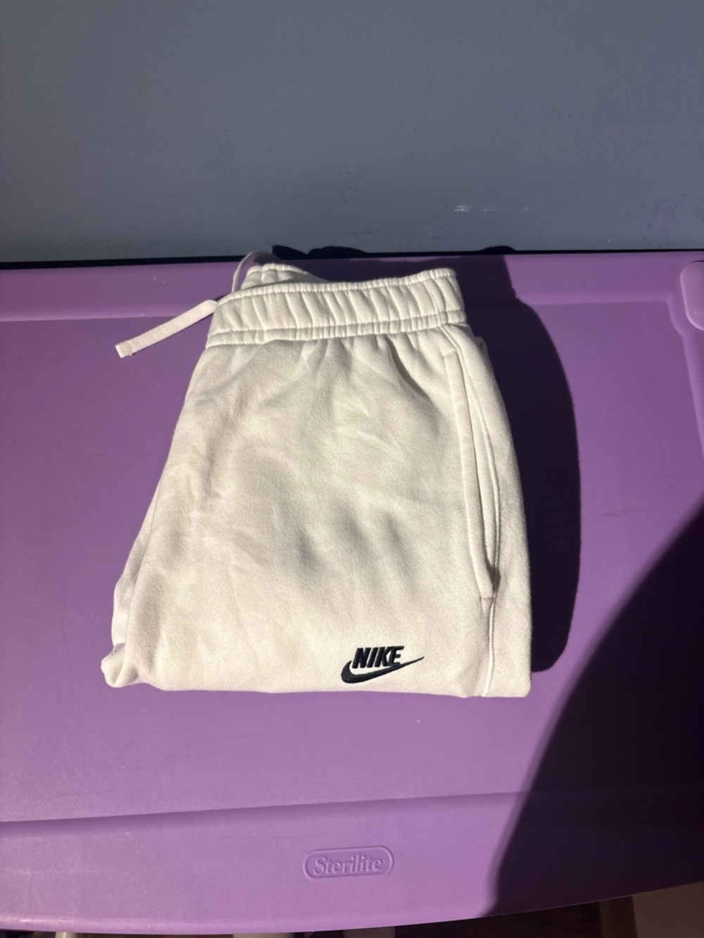 Nike White Jogger Pants with Black Swoosh